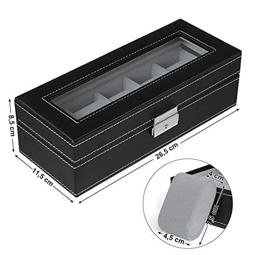 Songmics klocklåda med 5 fack, med mjukt sammetsfoder, med lås och nycklar, 7 Songmics klocklåda med 5 fack, med mjukt sammetsfoder, med lås och nycklar, - Bild 7