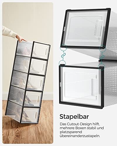 Songmics LSP007B18 Skokartonger Paket med 18 hopfällbara och stapelbara upp till storlek 46 Transparent Black 4 Songmics LSP007B18 Skokartonger Paket med 18 hopfällbara och stapelbara upp till storlek 46 Transparent Black - Bild 4