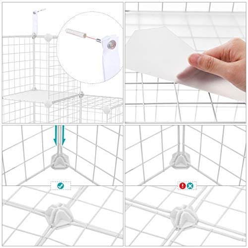 Songmics 16 Cube Metal Wire Storage Organizer, DIY-garderobsskåp och modulära hyllgaller, Trådnätshyllor och ställ, vit LPI44W 6 Songmics 16 Cube Metal Wire Storage Organizer, DIY-garderobsskåp och modulära hyllgaller, Trådnätshyllor och ställ, vit LPI44W - Bild 6