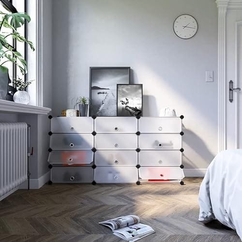 Songmics förreglade skoställ, DIY-förvaringshylla med 12 platser, 40 x 30 x 17 cm, vit 3 Songmics förreglade skoställ, DIY-förvaringshylla med 12 platser, 40 x 30 x 17 cm, vit - Bild 3