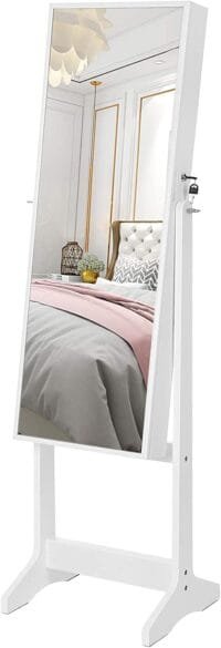 Songmics Smyckesskåp Spegel Armoire Ståspegel Hellängd Spegel Låsbar Smyckesarrangör Presentidé