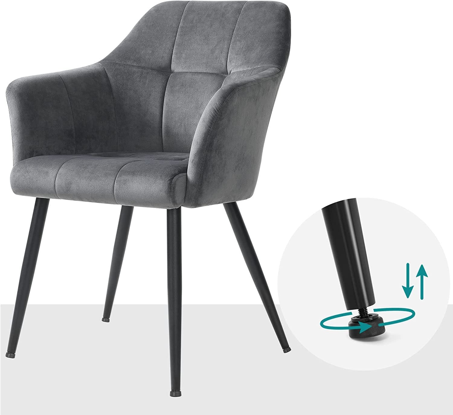 Songmics Matsalsstol, loungestol med armstöd, för matsal, kök, vardagsrum, grå 2 Songmics Matsalsstol, loungestol med armstöd, för matsal, kök, vardagsrum, grå - Bild 2