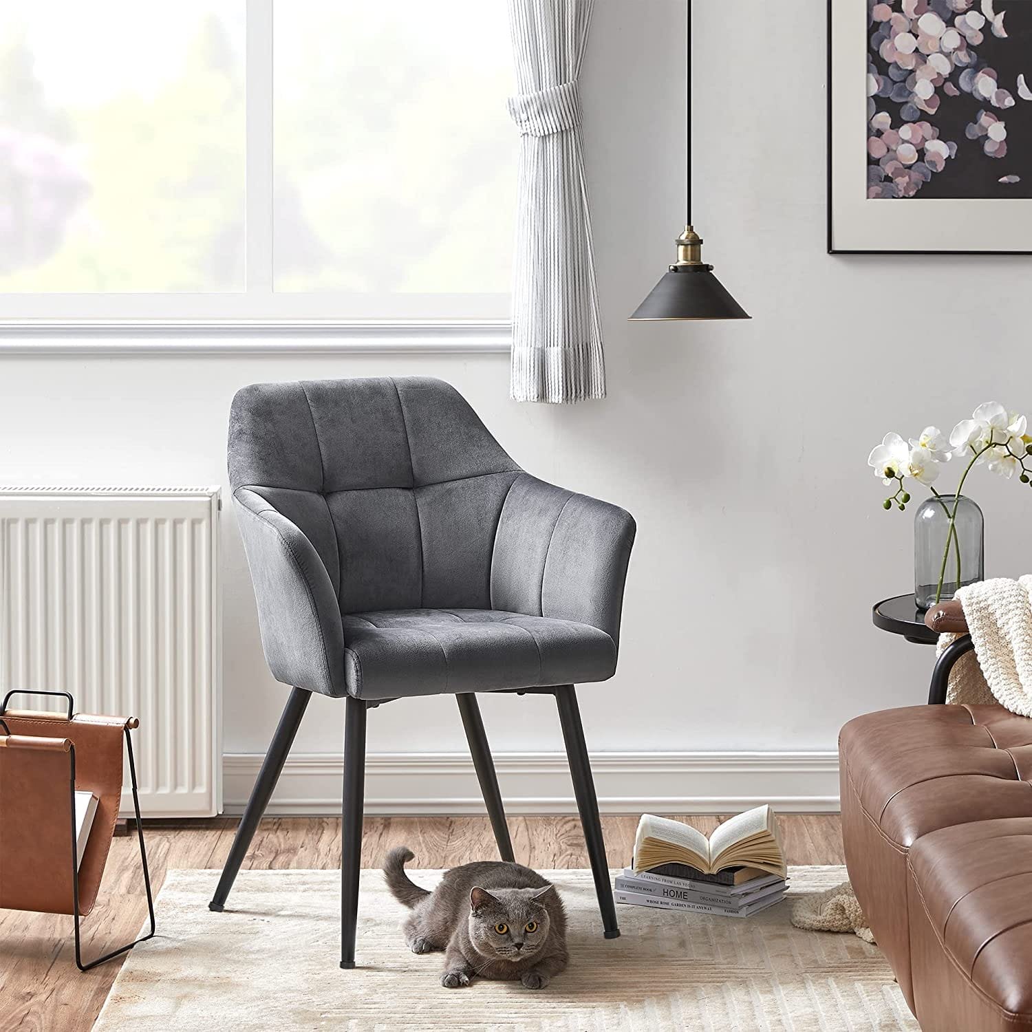 Songmics Matsalsstol, loungestol med armstöd, för matsal, kök, vardagsrum, grå 3 Songmics Matsalsstol, loungestol med armstöd, för matsal, kök, vardagsrum, grå - Bild 3