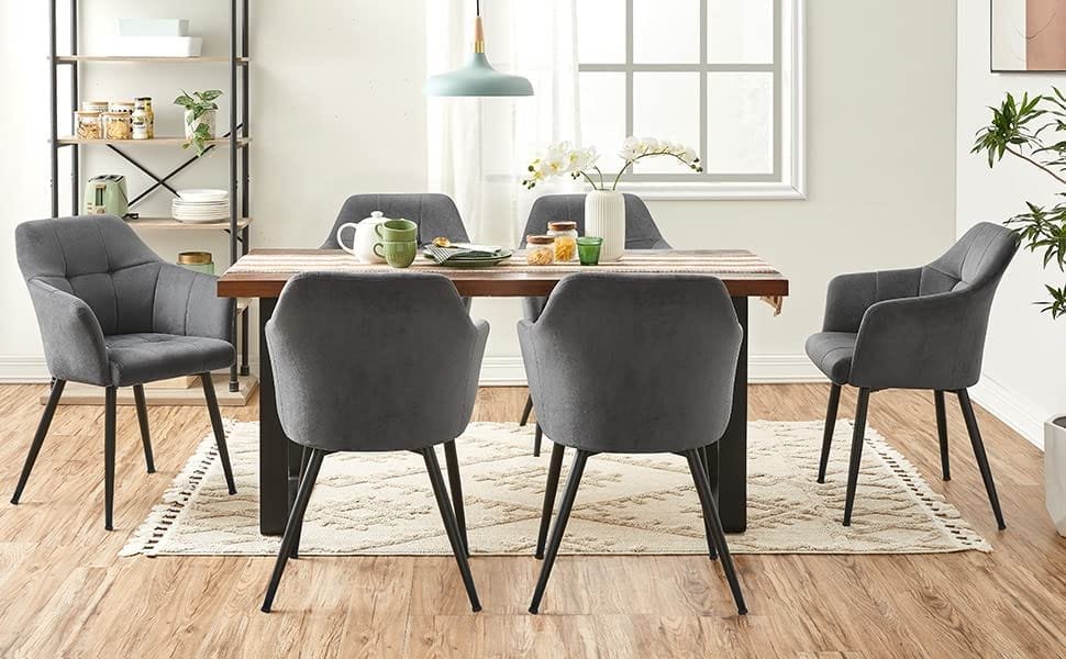 Songmics Matsalsstol, loungestol med armstöd, för matsal, kök, vardagsrum, grå 4 Songmics Matsalsstol, loungestol med armstöd, för matsal, kök, vardagsrum, grå - Bild 4