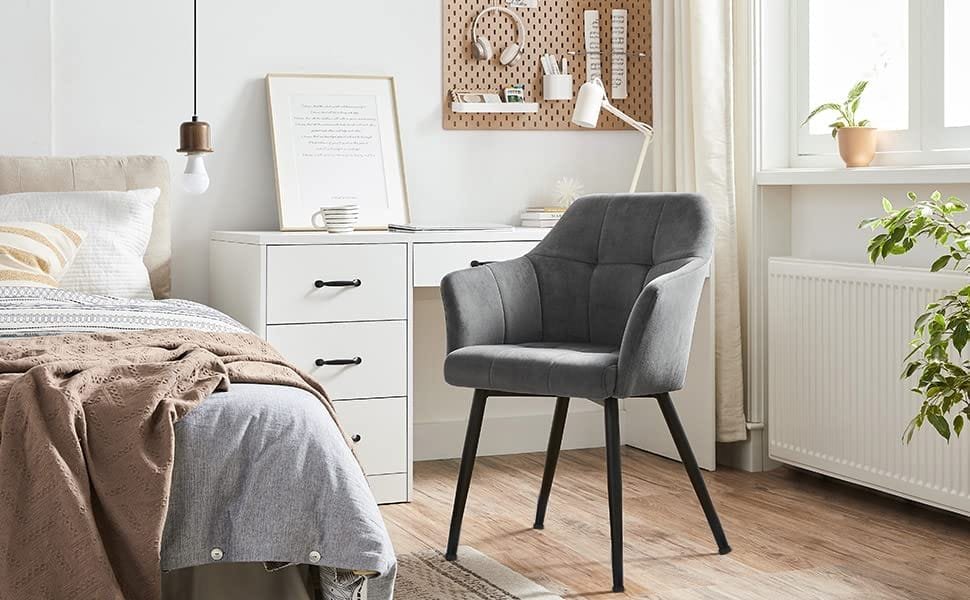 Songmics Matsalsstol, loungestol med armstöd, för matsal, kök, vardagsrum, grå 5 Songmics Matsalsstol, loungestol med armstöd, för matsal, kök, vardagsrum, grå - Bild 5