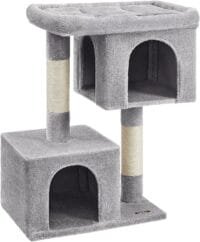 Feandrea Kattträd 101 cm katttorn, XL, stor kattabborre, 2 kattgrottor, skrapstolpe, ljusgrå