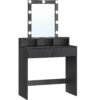 VASAGLE sminkbord med spegel och LED-lampor i svart design