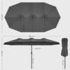 Stort grått parasollparaply för utomhusbruk, 460 cm brett, med väska.
