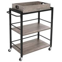 VASAGLE Kitchen Trolley with Removable Tray, Serving Cart Trolley, Universal Castors with Brakes, Levelling Feet, Steel Structure, Kitchen Shelf, 65 x 40 x 86 cm, Greige and Black LRC072B02 - Bild 6