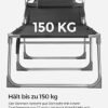 Hopfällbar solsäng för utomhusbruk, 150 kg max belastning, mörkgrå.