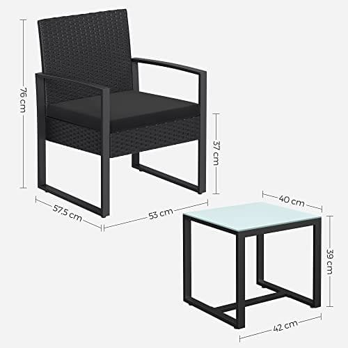 SONGMICS GGF010B05 Balcony Garden Furniture Set PE Polyrattan Lounge Set Table and 2 Chairs Patio Furniture Easy Assembly Outdoor for Patio Balcony Garden Black 5 SONGMICS GGF010B05 Balcony Garden Furniture Set PE Polyrattan Lounge Set Table and 2 Chairs Patio Furniture Easy Assembly Outdoor for Patio Balcony Garden Black - Bild 5