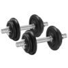Hantelstänger med räfflade vikter för gym och hemmaträning.