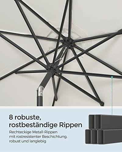 SONGMICS 290 cm Garden Parasol Umbrella, UPF 50+, Sun Shade, 30° Tilt in 2 Directions, Crank Handle for Opening and Closing, for Outdoor Gardens Pool Balcony Patio, Base Not Included, Beige GPU30BE 6 SONGMICS 290 cm Garden Parasol Umbrella, UPF 50+, Sun Shade, 30° Tilt in 2 Directions, Crank Handle for Opening and Closing, for Outdoor Gardens Pool Balcony Patio, Base Not Included, Beige GPU30BE - Bild 6