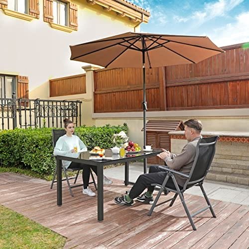 SONGMICS Set of 2 Folding Garden Chairs, Outdoor Chairs with Durable Aluminum Structure, 8-Angle Reclining Backrest, Max. Capacity 120 kg, Black GCB29BK 2 SONGMICS Set of 2 Folding Garden Chairs, Outdoor Chairs with Durable Aluminum Structure, 8-Angle Reclining Backrest, Max. Capacity 120 kg, Black GCB29BK - Bild 2