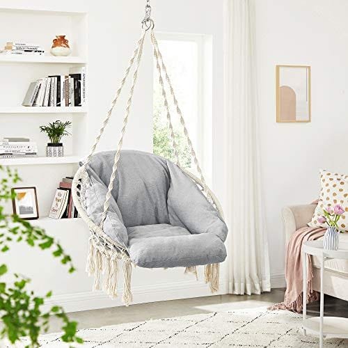 SONGMICS GDC042G01 Hanging Swing Chair with Thick Cushion, Holds up to 120 kg, for Garden, Balcony, Living Room, Patio, Scandinavian Style, Modern, Beige-Grey 3 SONGMICS GDC042G01 Hanging Swing Chair with Thick Cushion, Holds up to 120 kg, for Garden, Balcony, Living Room, Patio, Scandinavian Style, Modern, Beige-Grey - Bild 3