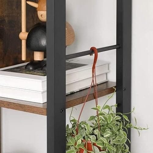 VASAGLE bokhylla, vardagsrumsbokhylla, stor 4-vånings förvaringshylla, stålram, brun och svart 5 VASAGLE bokhylla, vardagsrumsbokhylla, stor 4-vånings förvaringshylla, stålram, brun och svart - Bild 5