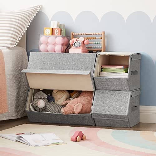 SONGMICS Set med 4 förvaringsorgan för garderob, metallram, magnetisk stängning, grå 2 SONGMICS Set med 4 förvaringsorgan för garderob, metallram, magnetisk stängning, grå - Bild 2