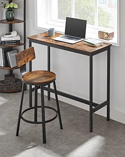 VASAGLE Bar Stools, Kitchen Stools, Set of 2 Tall Bar Chairs with Backrest, Steel Frame, 62.5 cm High Seat, Easy Assembly, Industrial, Rustic Brown and Black LBC076B01 5 VASAGLE Bar Stools, Kitchen Stools, Set of 2 Tall Bar Chairs with Backrest, Steel Frame, 62.5 cm High Seat, Easy Assembly, Industrial, Rustic Brown and Black LBC076B01 - Bild 5