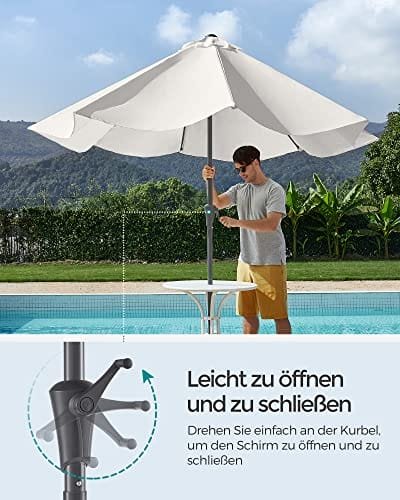 SONGMICS 290 cm Garden Parasol Umbrella, UPF 50+, Sun Shade, 30° Tilt in 2 Directions, Crank Handle for Opening and Closing, for Outdoor Gardens Pool Balcony Patio, Base Not Included, Beige GPU30BE 3 SONGMICS 290 cm Garden Parasol Umbrella, UPF 50+, Sun Shade, 30° Tilt in 2 Directions, Crank Handle for Opening and Closing, for Outdoor Gardens Pool Balcony Patio, Base Not Included, Beige GPU30BE - Bild 3
