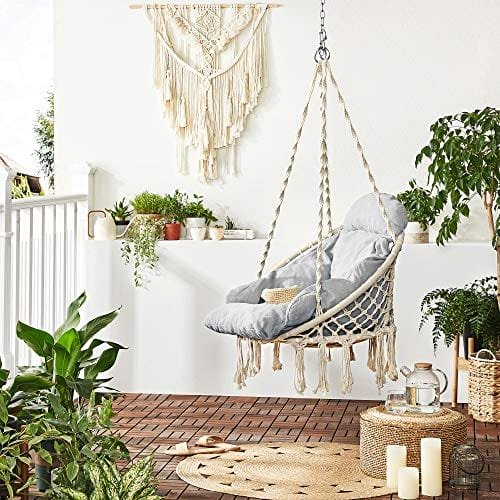 SONGMICS GDC042G01 Hanging Swing Chair with Thick Cushion, Holds up to 120 kg, for Garden, Balcony, Living Room, Patio, Scandinavian Style, Modern, Beige-Grey 2 SONGMICS GDC042G01 Hanging Swing Chair with Thick Cushion, Holds up to 120 kg, for Garden, Balcony, Living Room, Patio, Scandinavian Style, Modern, Beige-Grey - Bild 2