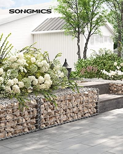 SONGMICS Metallgabionbur med nät, galvaniserat, trädgårdsdekor, silver 2 SONGMICS Metallgabionbur med nät, galvaniserat, trädgårdsdekor, silver - Bild 2