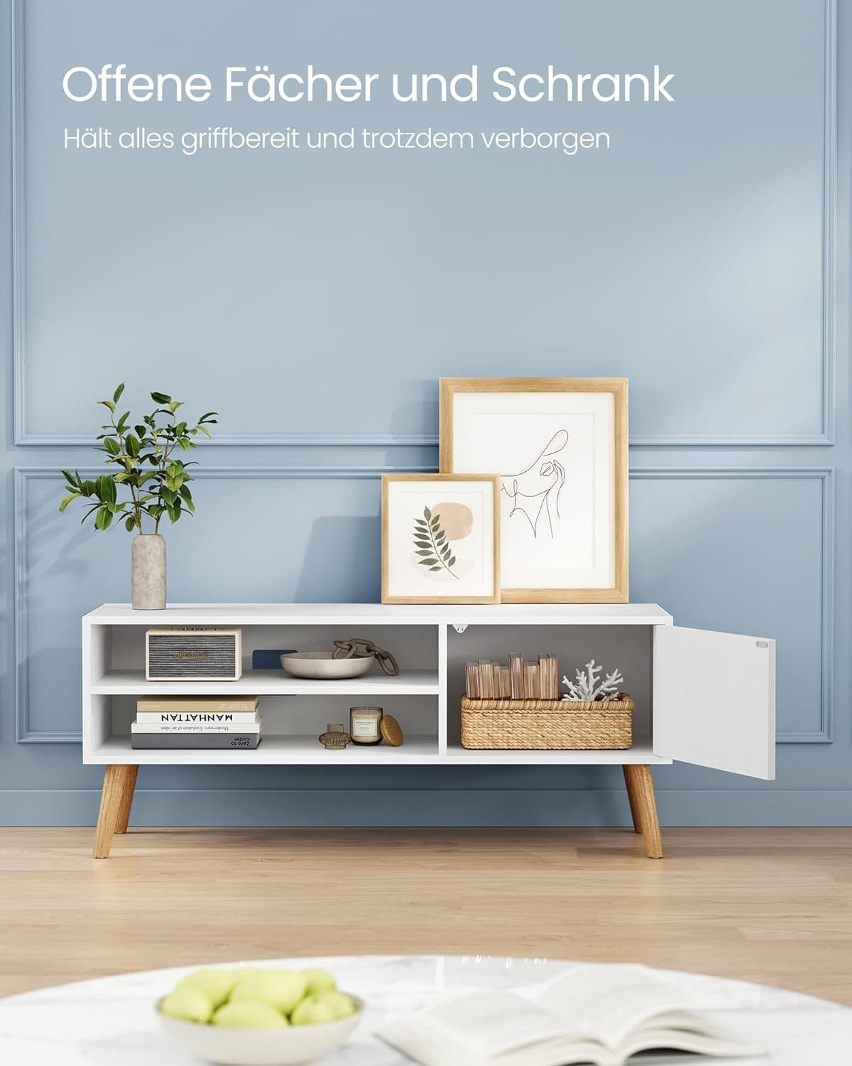 VASAGLE TV-skåp, Lowboard TV-skåp för TV upp till 55 tum 120 cm lång, vit 3 VASAGLE TV-skåp, Lowboard TV-skåp för TV upp till 55 tum 120 cm lång, vit - Bild 3