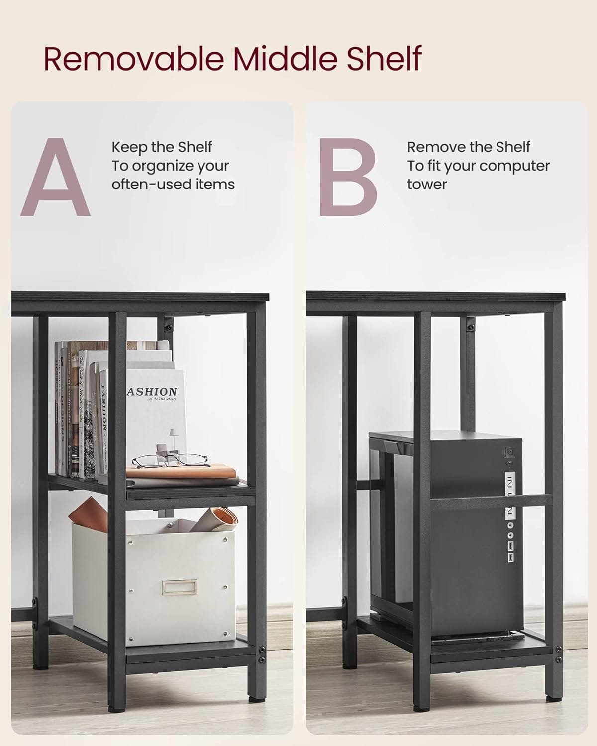 Datorbord, L-format hörnskrivbord, 138 x 138 x 76 cm, spelbord, svart med träfibrer 5 Datorbord, L-format hörnskrivbord, 138 x 138 x 76 cm, spelbord, svart med träfibrer - Bild 5