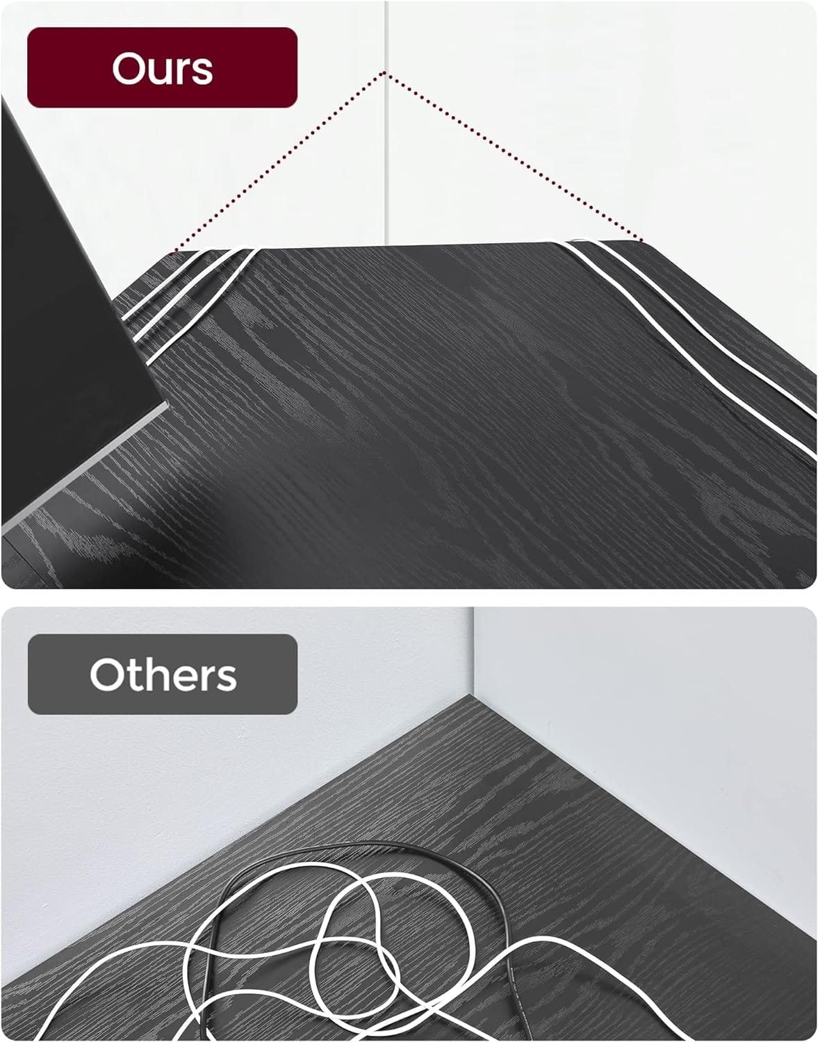 Datorbord, L-format hörnskrivbord, 138 x 138 x 76 cm, spelbord, svart med träfibrer 6 Datorbord, L-format hörnskrivbord, 138 x 138 x 76 cm, spelbord, svart med träfibrer - Bild 6