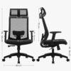 Svart ergonomisk kontorsstol med justerbar rygg och hjul för kontorsarbete.