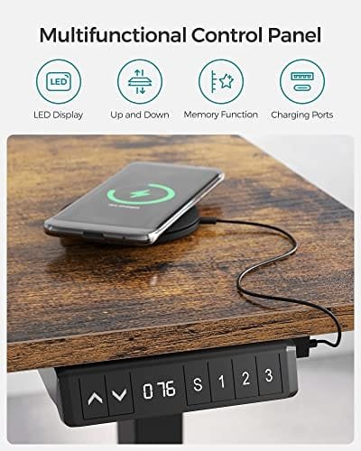 SONGMICS Höjdjusterbart elektriskt skrivbord, bordsstativ, bordsställ, svart 5 SONGMICS Höjdjusterbart elektriskt skrivbord, bordsstativ, bordsställ, svart - Bild 5