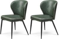 VASAGLE EKHO Collection - Dining Chairs Set of 2, Upholstered Kitchen Chairs, Comfortable Seat, Synthetic Leather with Stitching, Mid-Century Modern, Easy Assembly, Living Room Lounge, Forest Green
