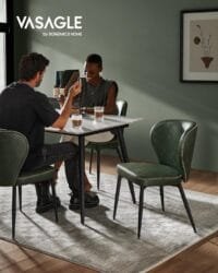 VASAGLE EKHO Collection - Dining Chairs Set of 2, Upholstered Kitchen Chairs, Comfortable Seat, Synthetic Leather with Stitching, Mid-Century Modern, Easy Assembly, Living Room Lounge, Forest Green 4 VASAGLE EKHO Collection - Dining Chairs Set of 2, Upholstered Kitchen Chairs, Comfortable Seat, Synthetic Leather with Stitching, Mid-Century Modern, Easy Assembly, Living Room Lounge, Forest Green - Bild 4