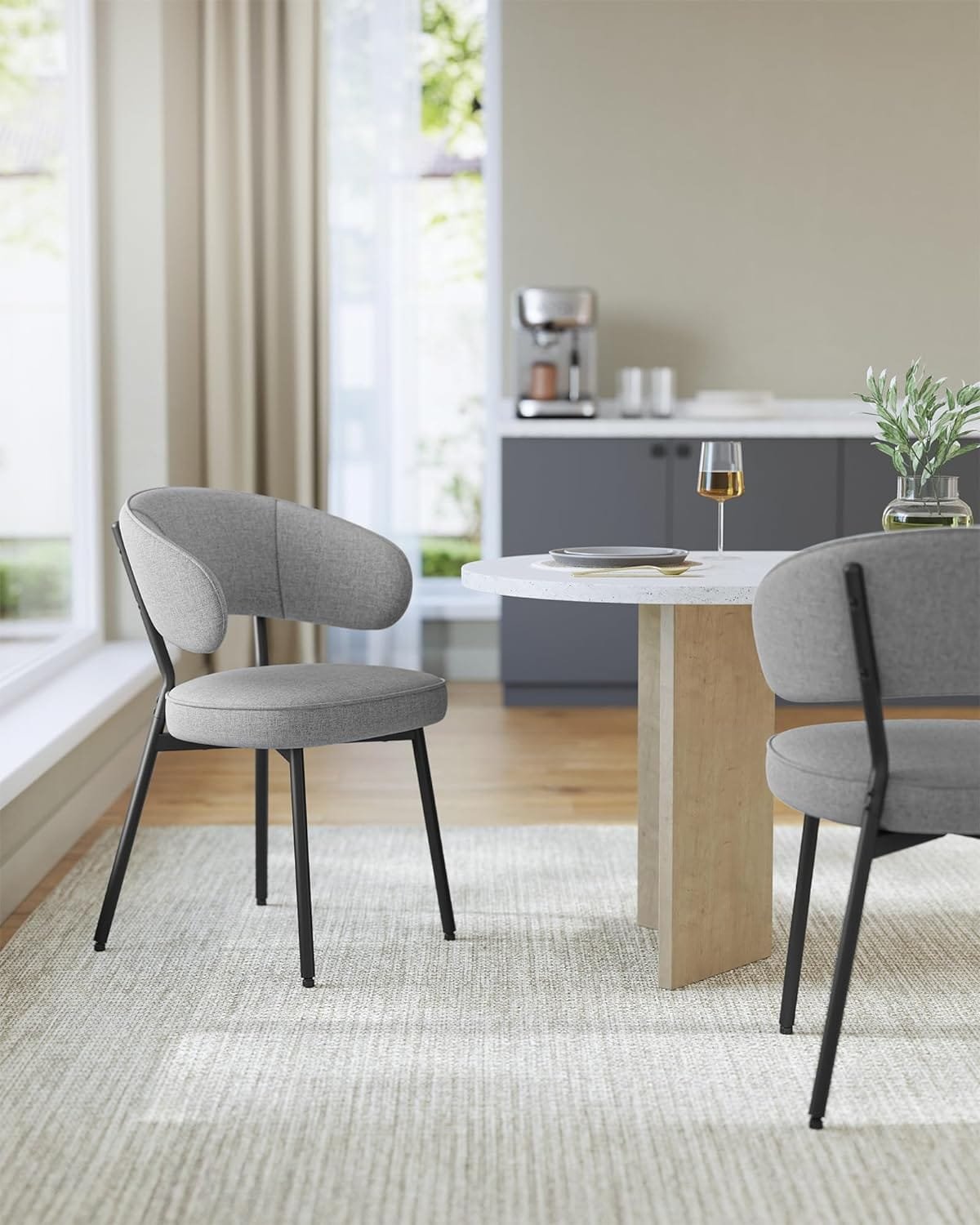 VASAGLE Matstol, Köksstol, Fåtölj, Metallben, Ljusgrå 2 VASAGLE Matstol, Köksstol, Fåtölj, Metallben, Ljusgrå - Bild 2