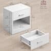 Sängbord med låda och öppen hylla för sovrum eller vardagsrum.