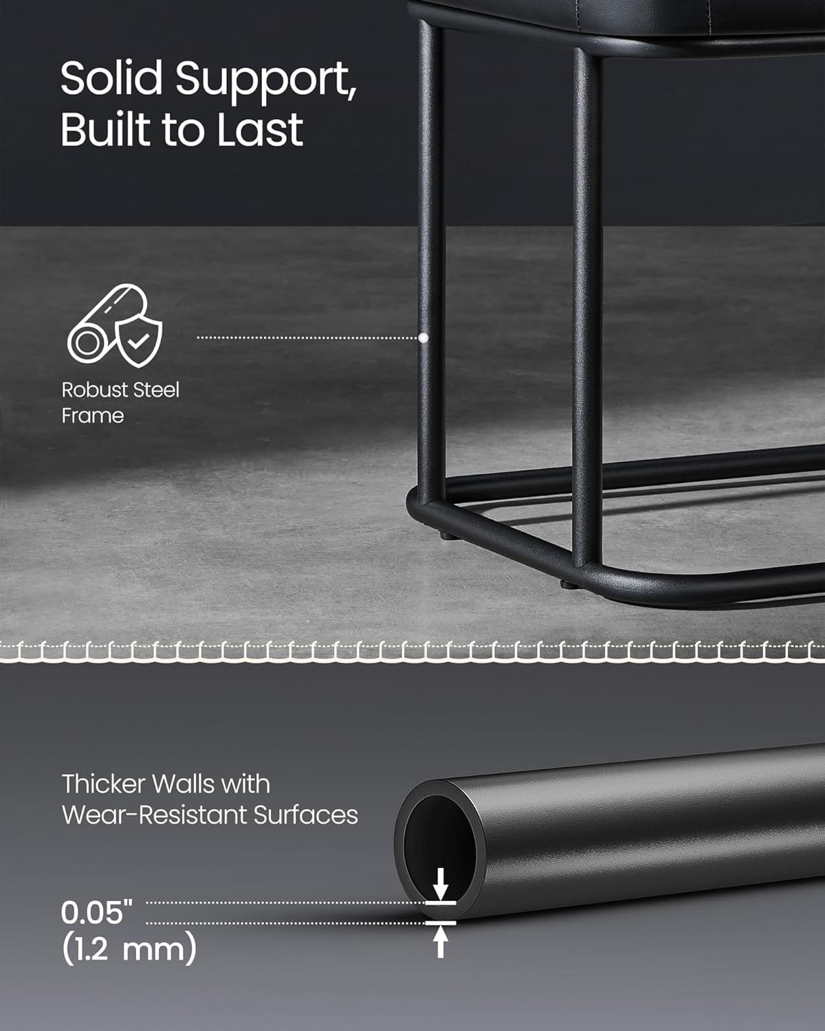 VASAGLE bänk för entré, syntetiskt läder med sömmar, entrébänk, ottomansk bänk, bläcksvart 5 VASAGLE bänk för entré, syntetiskt läder med sömmar, entrébänk, ottomansk bänk, bläcksvart - Bild 5