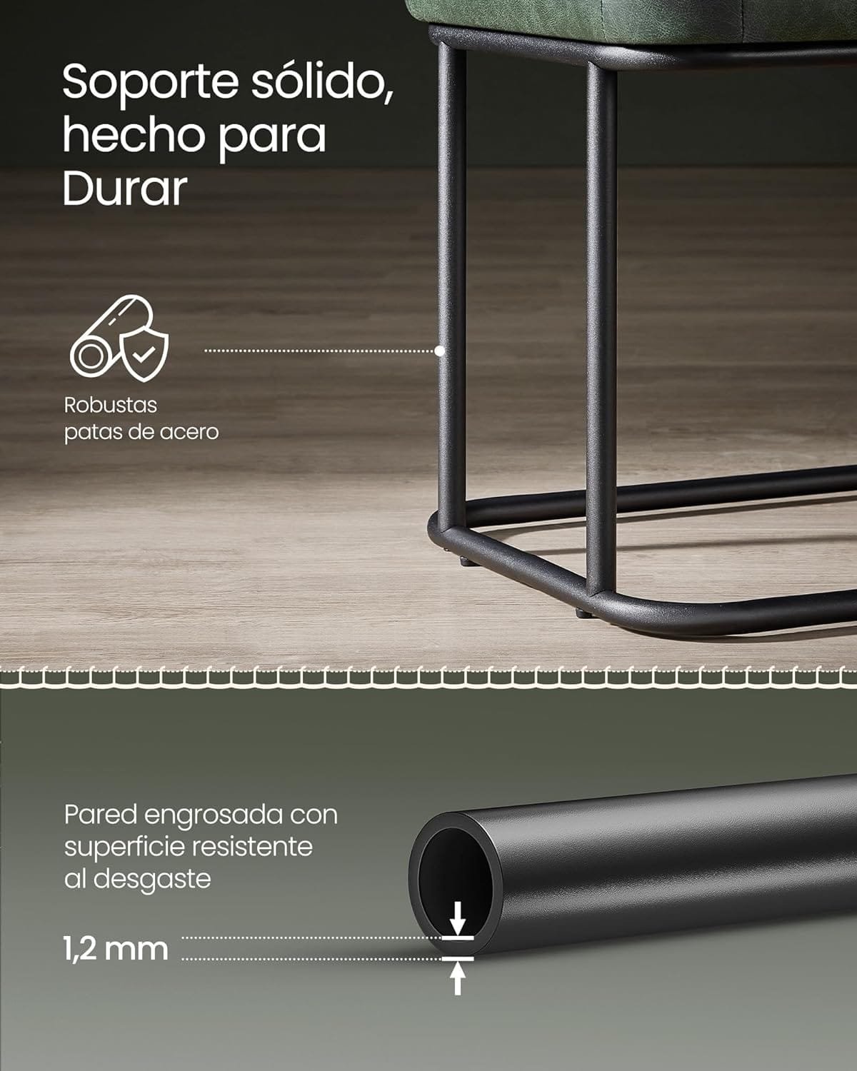 VASAGLE Entrébänk sovrum, syntetiskt läder med sömmar, ottomansk bänk, skogsgrön 5 VASAGLE Entrébänk sovrum, syntetiskt läder med sömmar, ottomansk bänk, skogsgrön - Bild 5