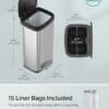 Rostfri soptunna med öppet lock, 18 gallons, modern design.