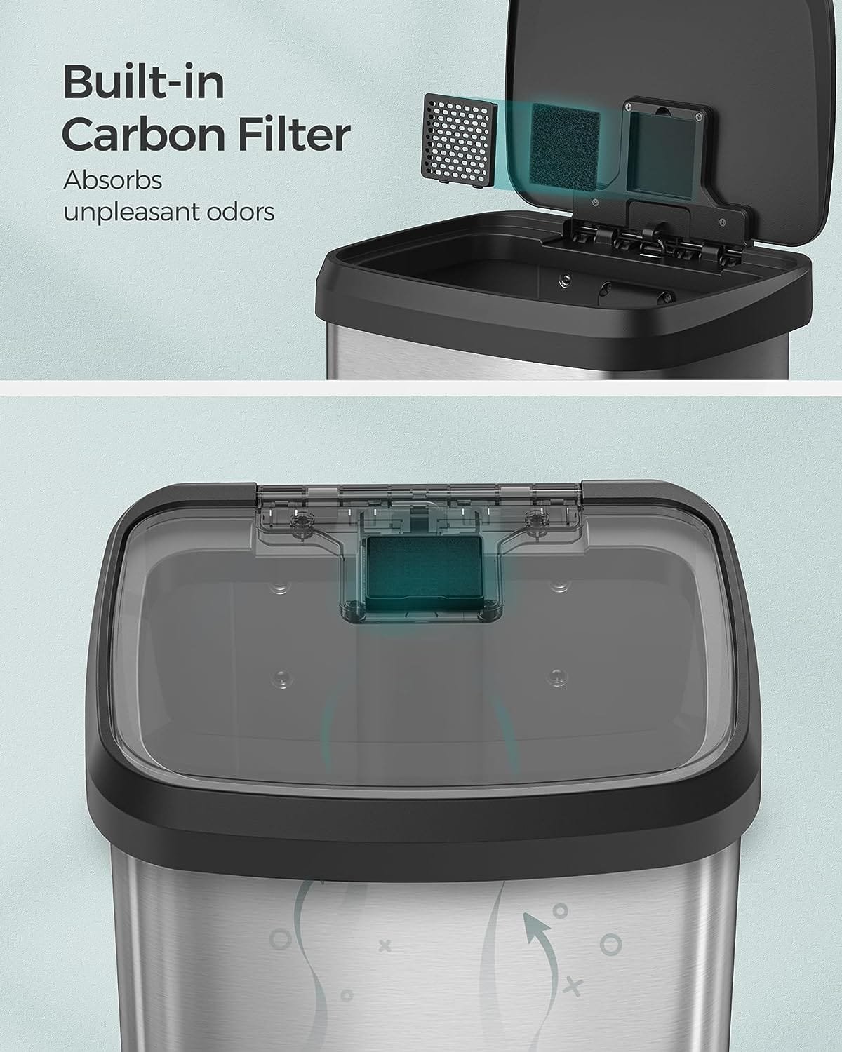 SONGMICS köks soptunna, 18 gallon rostfritt stål, med öppet lock, silver och svart 5 SONGMICS köks soptunna, 18 gallon rostfritt stål, med öppet lock, silver och svart - Bild 5