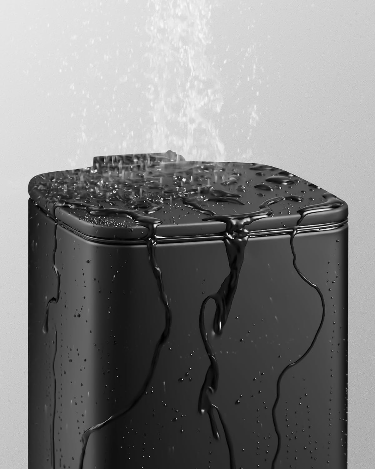 SONGMICS Badrums soptunna med lock, 8L, för små utrymmen, Soft Close, Stål, Svart 3 SONGMICS Badrums soptunna med lock, 8L, för små utrymmen, Soft Close, Stål, Svart - Bild 3