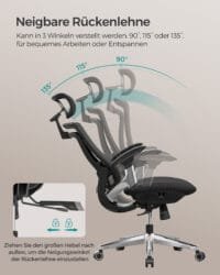 SONGMICS Liggande kontorsstol - Justerbar sits fram eller bak - Bläcksvart 4 SONGMICS Liggande kontorsstol - Justerbar sits fram eller bak - Bläcksvart - Bild 4