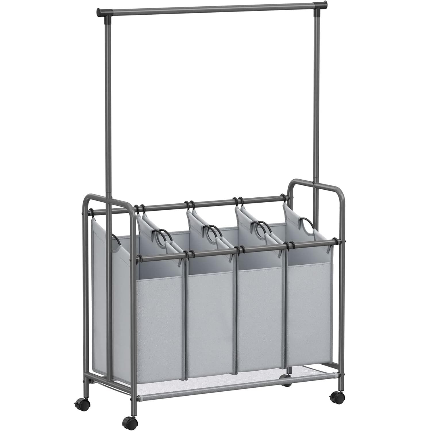 SONGMICS 4-delad tvättsorterare, rullande tvättkorg, 52,8-liters, grå 1 tvättkorg