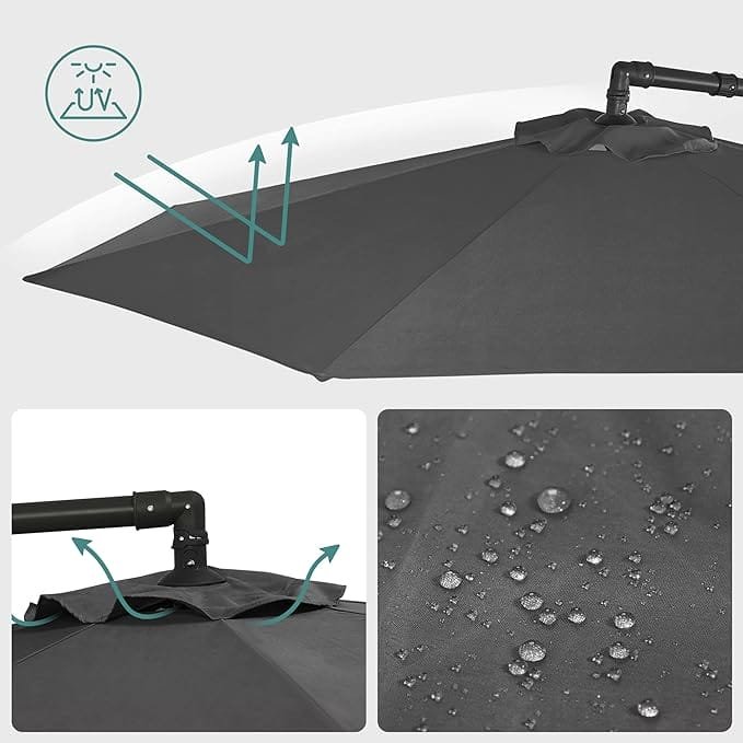 Parasoll, Diameter 300 Cm, med Vev För Öppning Och Stängning, Solskydd, Trädgårdsparasoll 3 Parasoll, Diameter 300 Cm, med Vev För Öppning Och Stängning, Solskydd, Trädgårdsparasoll - Bild 3