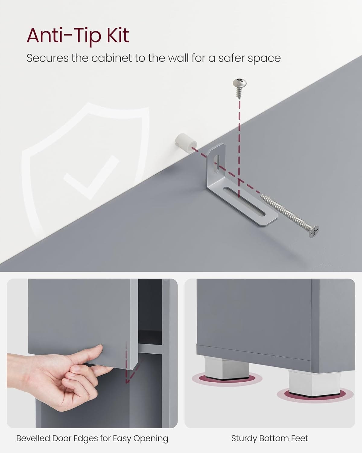 Högt Badrumsskåp, Smalt Förvaringsskåp, Smalt Skåp, Badrumsförvaring, 30 X 30 X 170 Cm, Mystic Grey 6 Högt Badrumsskåp, Smalt Förvaringsskåp, Smalt Skåp, Badrumsförvaring, 30 X 30 X 170 Cm, Mystic Grey - Bild 6