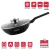 Marmorbelagd wok med glaslock och aromknopp, 32 cm.