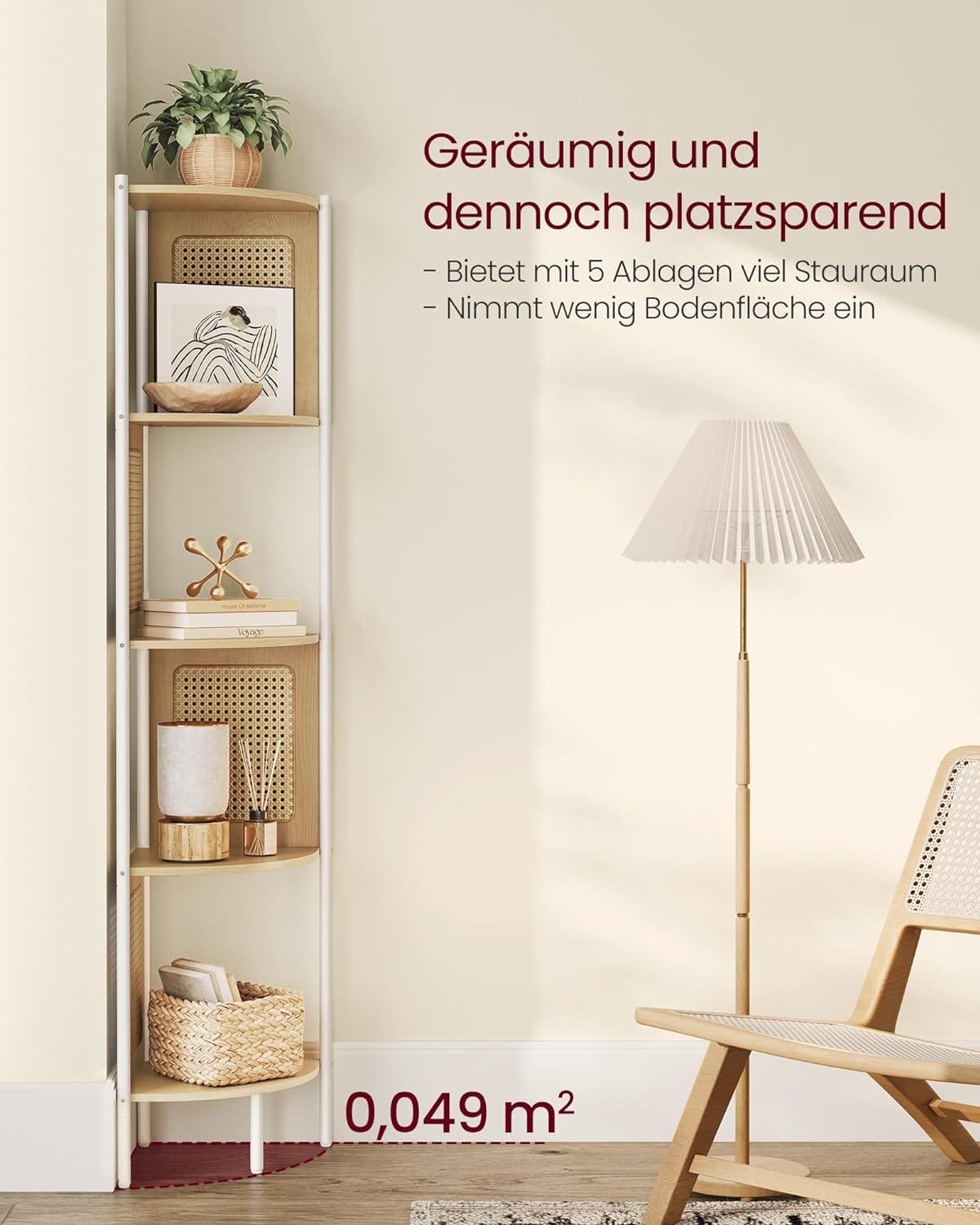 5-vånings Hörnhylla Bokhylla med Rotting Sidopaneler, 12,5 X 12,5 X 61,4 Ekbeige 5 5-vånings Hörnhylla Bokhylla med Rotting Sidopaneler, 12,5 X 12,5 X 61,4 Ekbeige - Bild 5