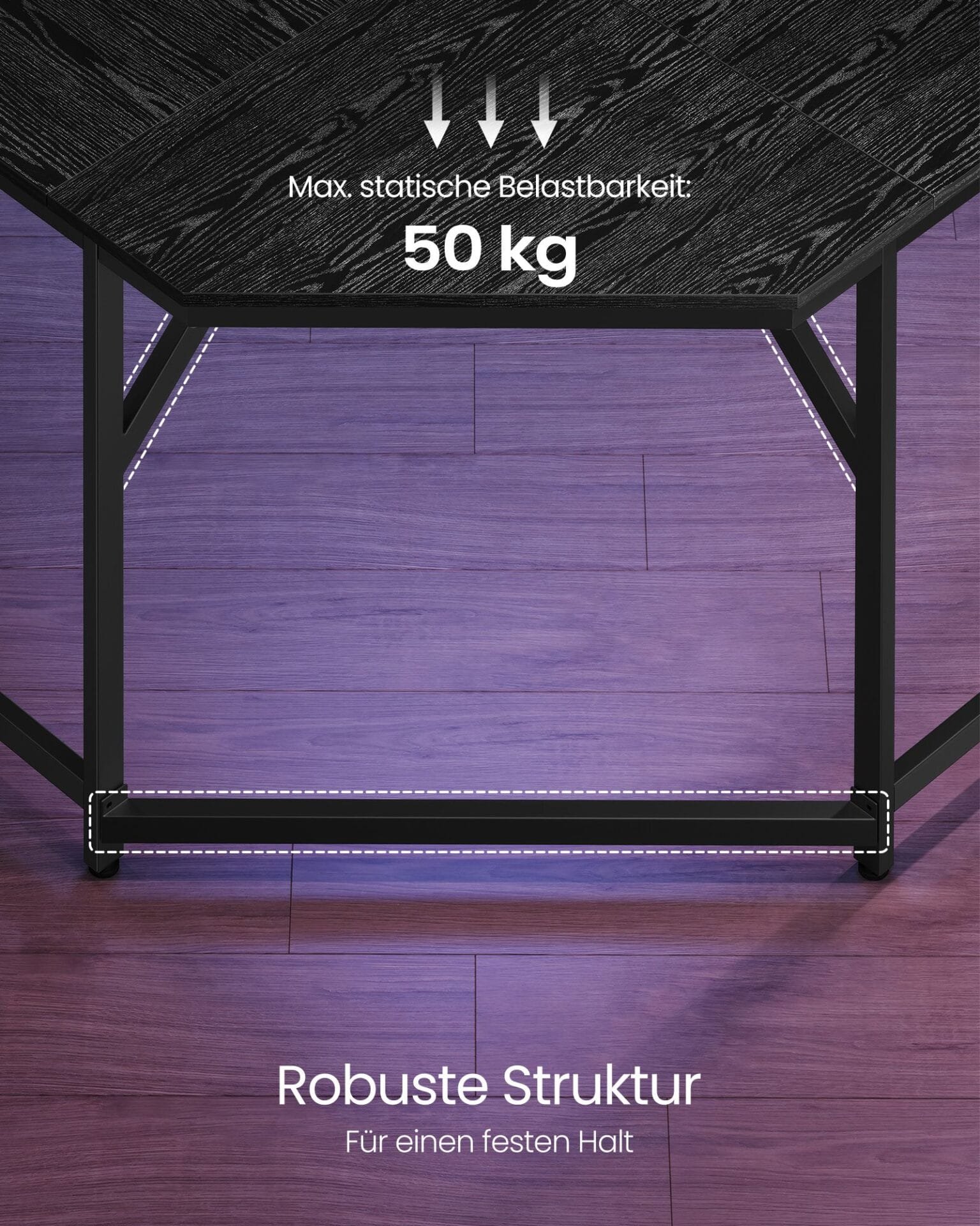 VASAGLE L-format skrivbord, spelbord, 149 x 149 x 76 cm, Ebony Black och Ink Black 3 VASAGLE L-format skrivbord, spelbord, 149 x 149 x 76 cm, Ebony Black och Ink Black - Bild 3