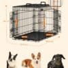 Svart hundbur med mått för hundar, 92,5 x 57,5 x 64 cm, säker transport.