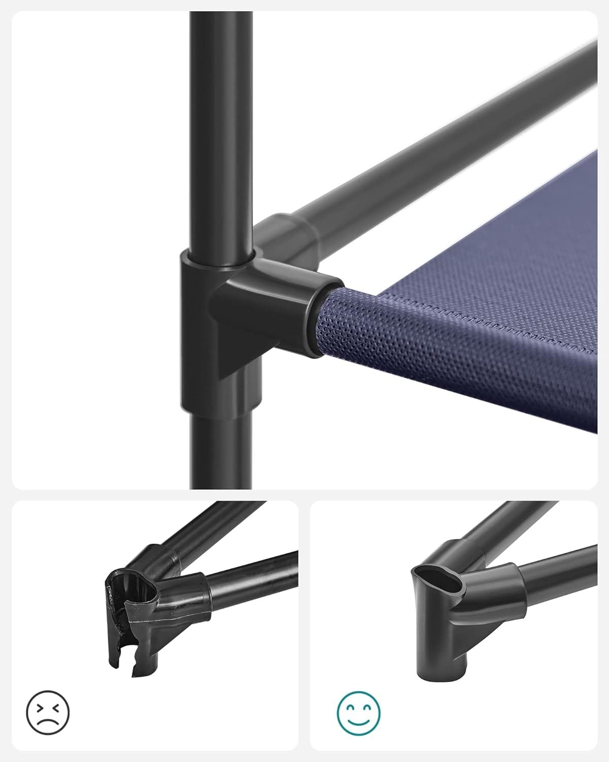 SONGMICS Tyggarderob, hopfällbar garderob, Klädställ, 45 x 150 x 175 cm, Mörkblå 4 SONGMICS Tyggarderob, hopfällbar garderob, Klädställ, 45 x 150 x 175 cm, Mörkblå - Bild 4