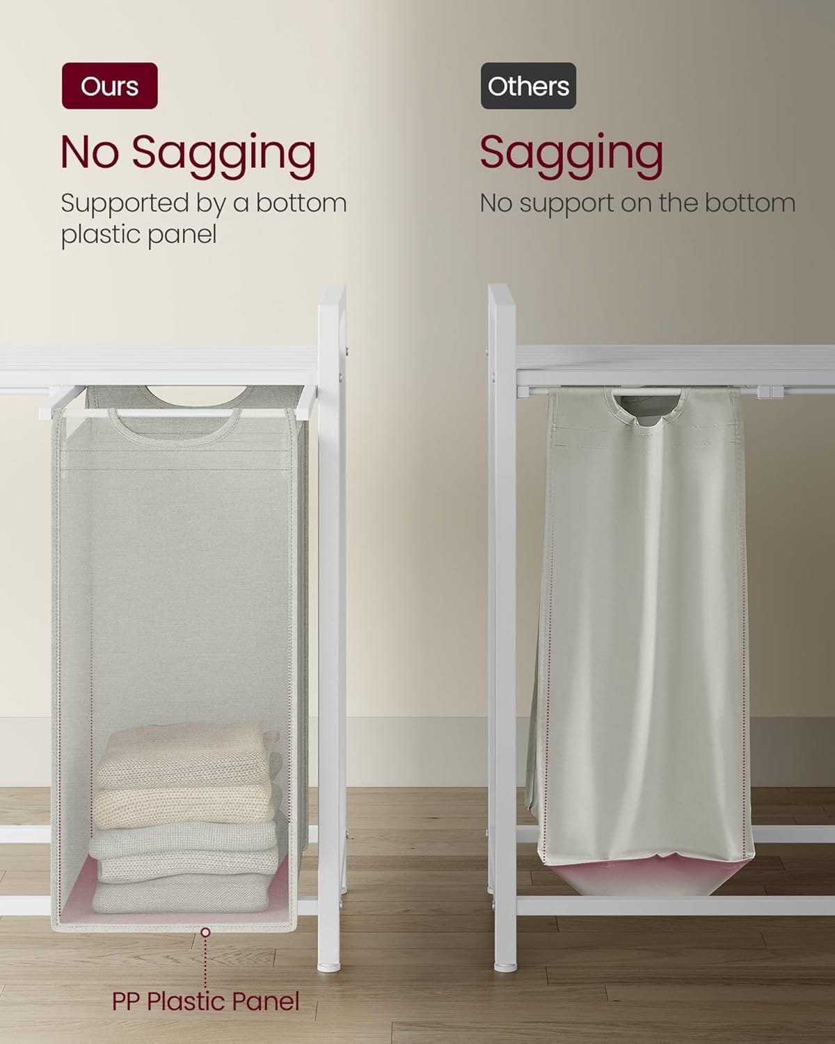 4-fack Tvättkorg, Utdragbara Och Avtagbara Tvättpåsar, 4 X 40l, 116 X 33 X 72 Cm, Vit 6 4-fack Tvättkorg, Utdragbara Och Avtagbara Tvättpåsar, 4 X 40l, 116 X 33 X 72 Cm, Vit - Bild 6