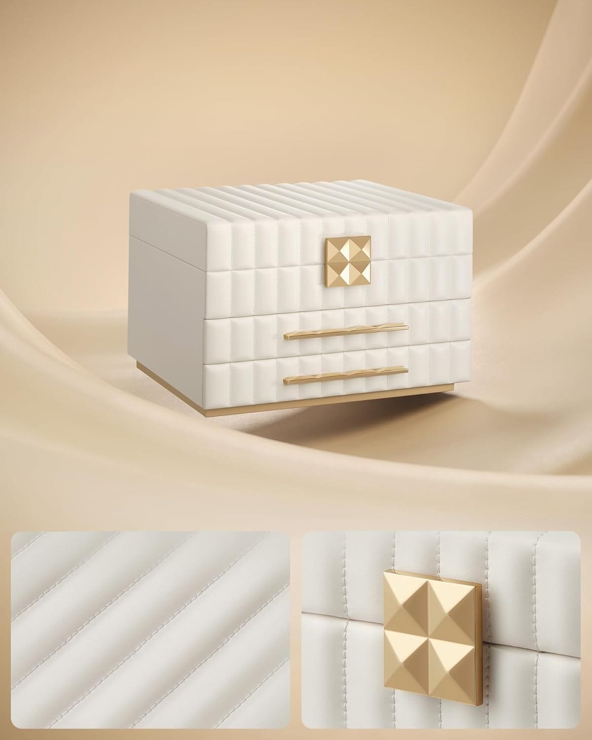 3-vånings Smyckeskrin med Spegel, Smyckeskåp , 21,5 X 24 X 15,8 Cm, Presentidé, Molnvit 3 3-vånings Smyckeskrin med Spegel, Smyckeskåp , 21,5 X 24 X 15,8 Cm, Presentidé, Molnvit - Bild 3